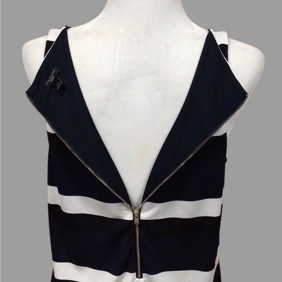 Ann Taylor Striped Tank Blouse, Blue/Black/White, Back Zipper, Size Petite Large - Picture 6 of 7